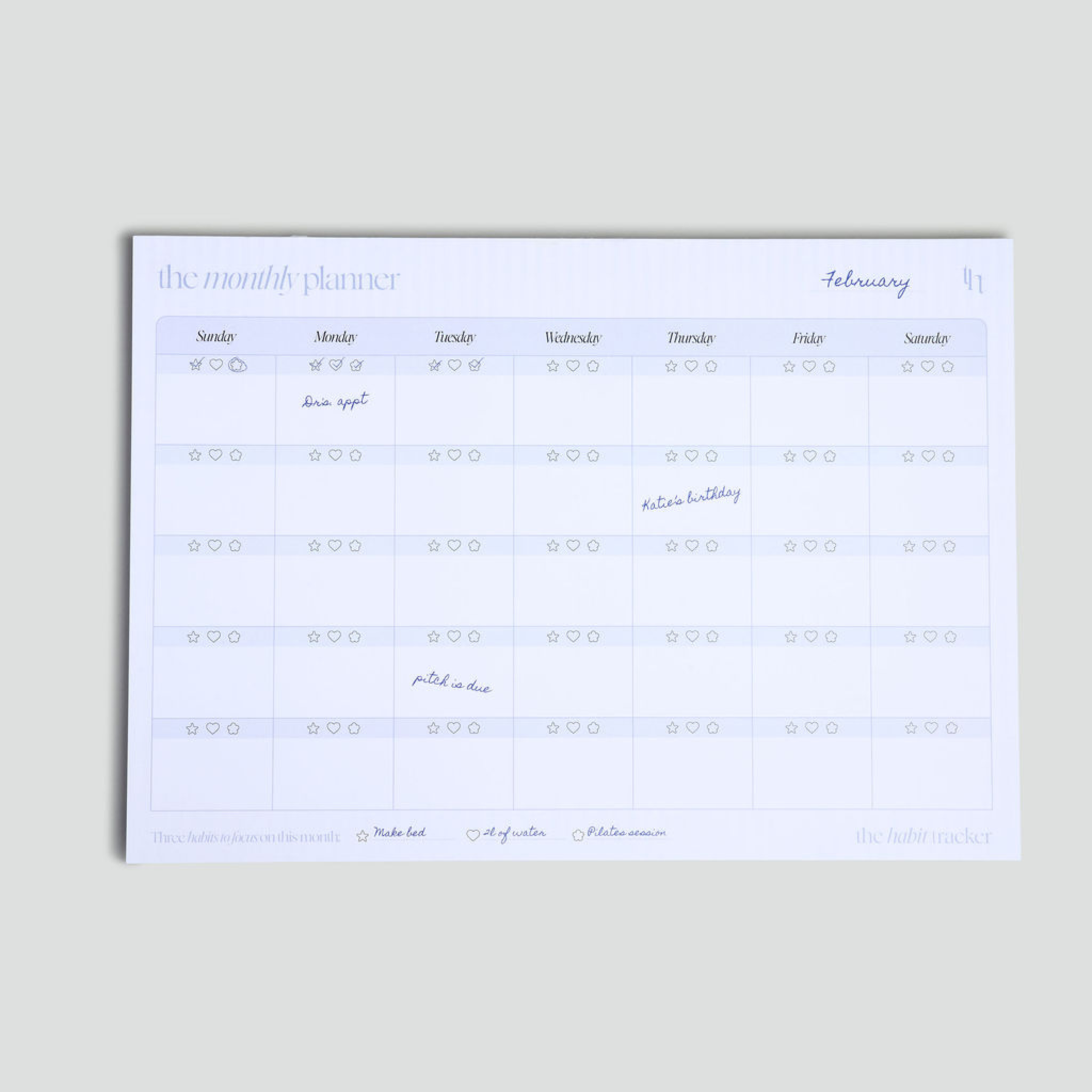 Monthly Desktop Planner Pad